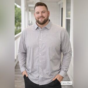 Calvin Klein Men's Light Gray Dress Shirt 19 x 35